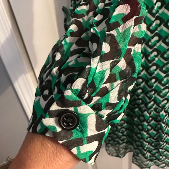 Heidi Print Long Sleeve Shift Dress Diane Von Furstenberg Size Large. Green. - Picture 16 of 16